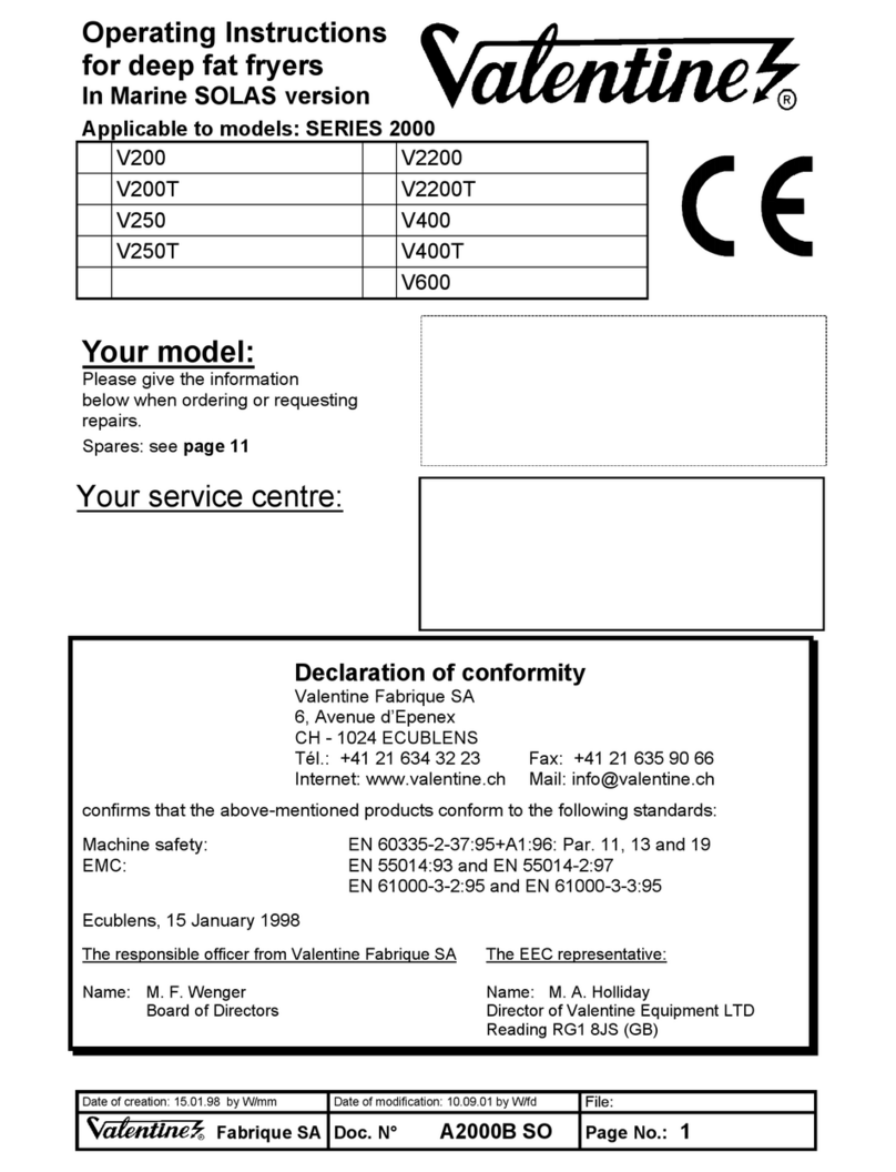 Valentine V200 operating instructions