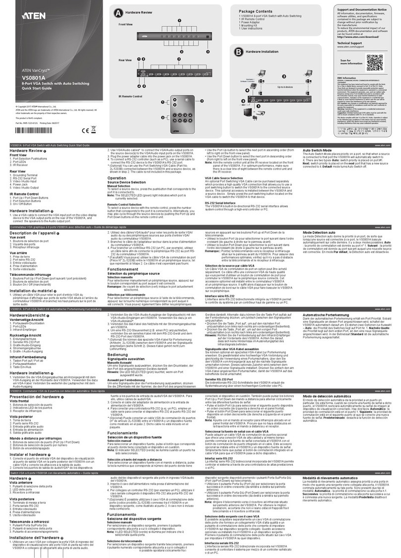 ATEN VanCryst VS0801A Quick start guides