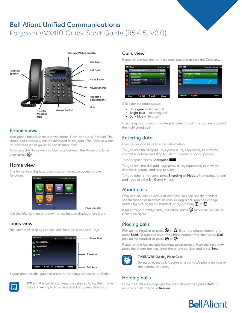 Bell Aliant Polycom VVX410 quick start guide