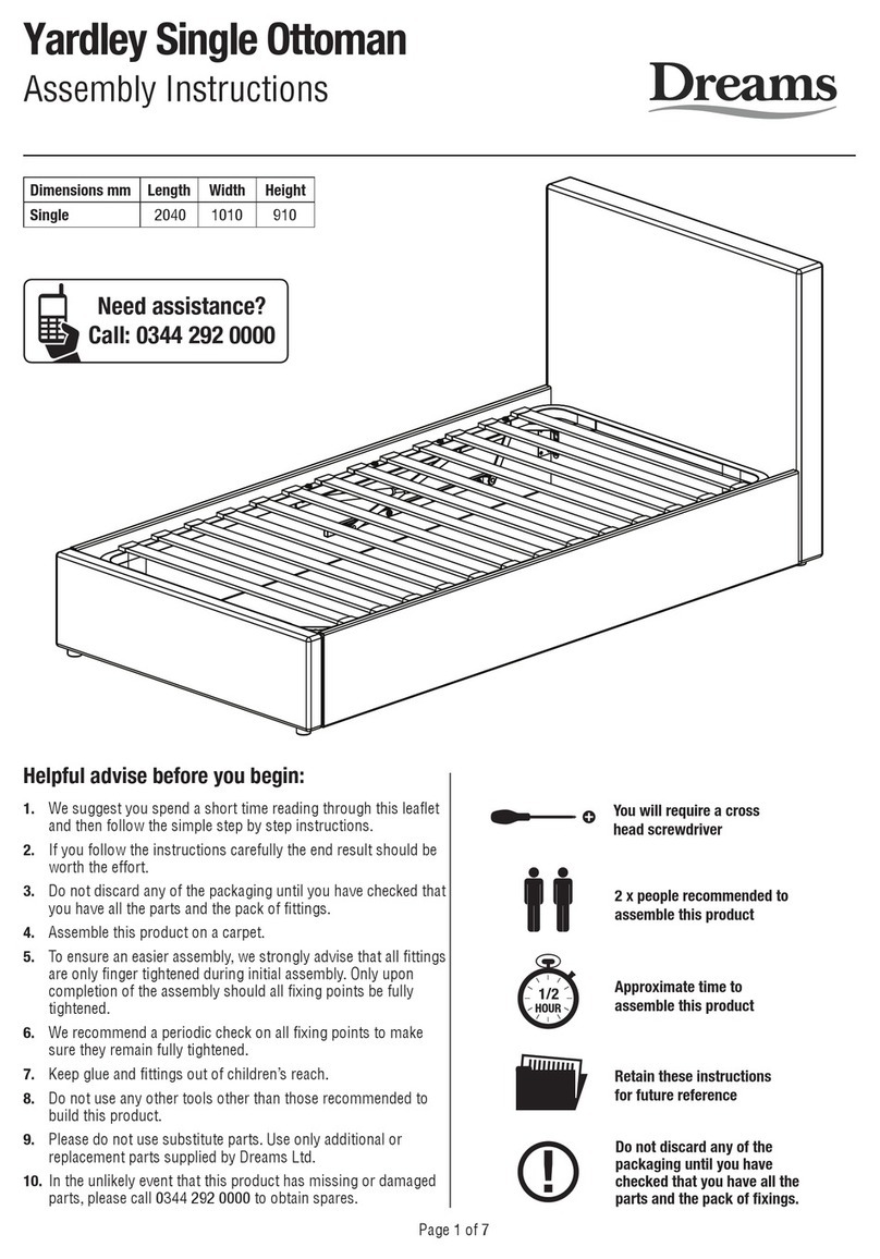 DREAMS Yardley Single Ottoman User manual DREAMS Yardley Single Ottoman User manual