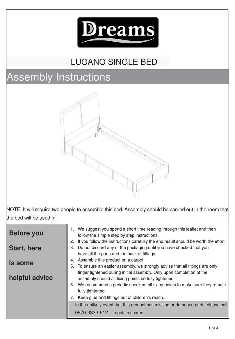 DREAMS LUGANO SINGLE BED User manual