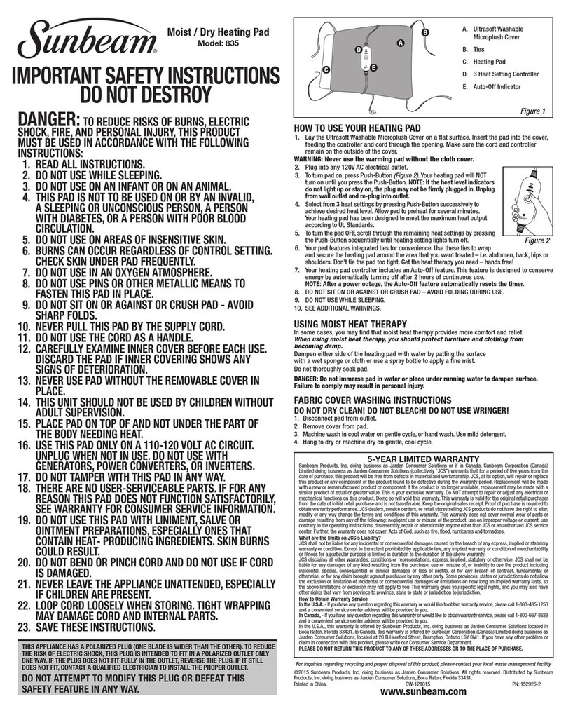 Sunbeam 835 Installation instructions