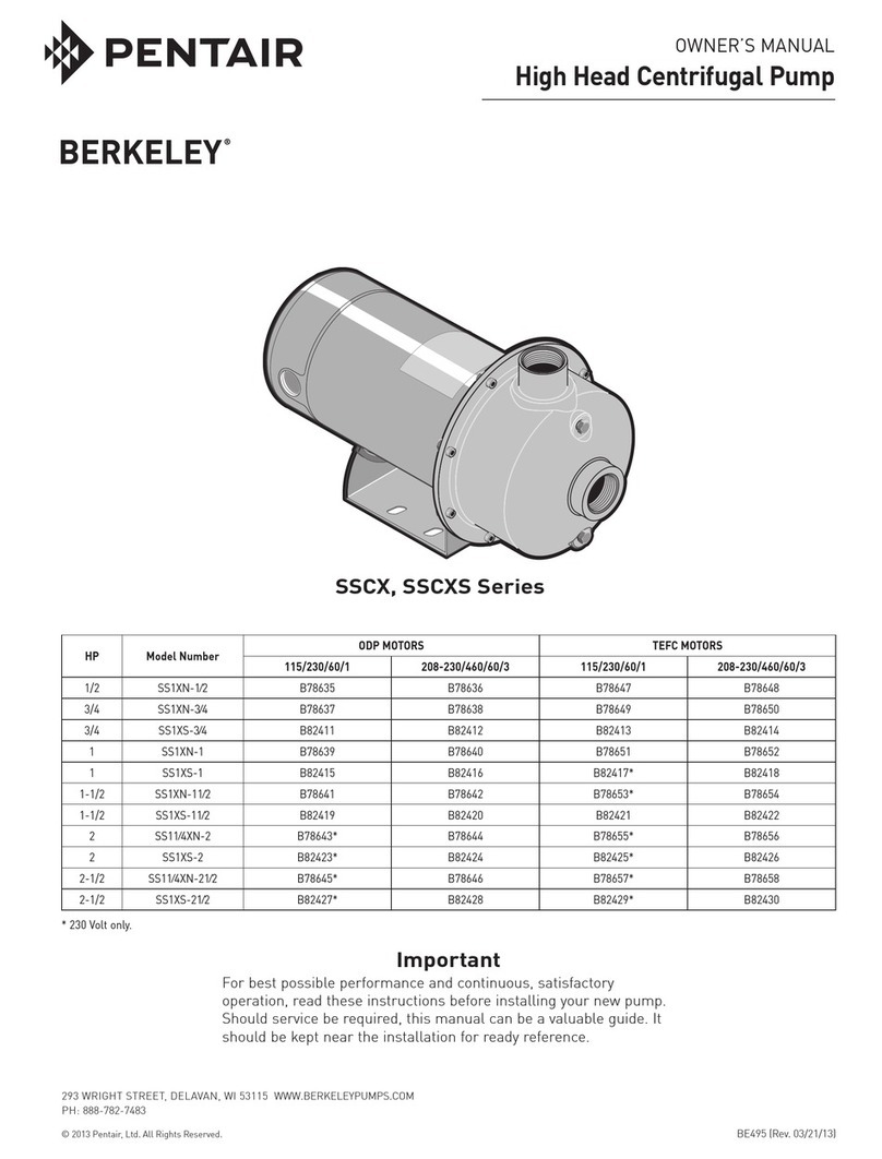 Pentair Berkeley SS1XN-1/2 owner's manual