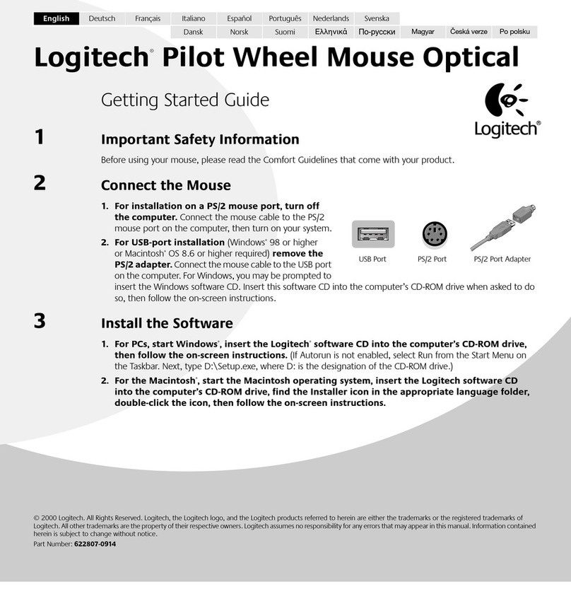 Logitech Pilot Wheel Mouse Optical User manual