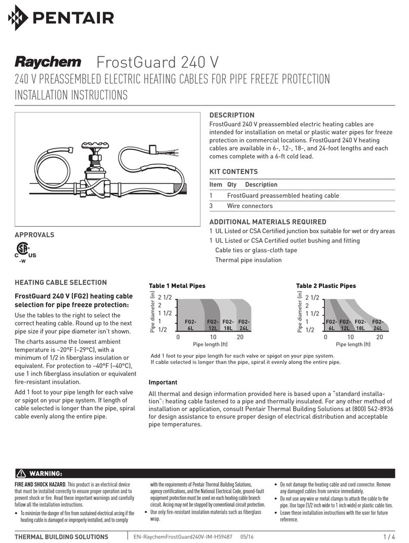 Pentair Raychem FrostGuard 240 V User manual Pentair Raychem FrostGuard 240 V User manual