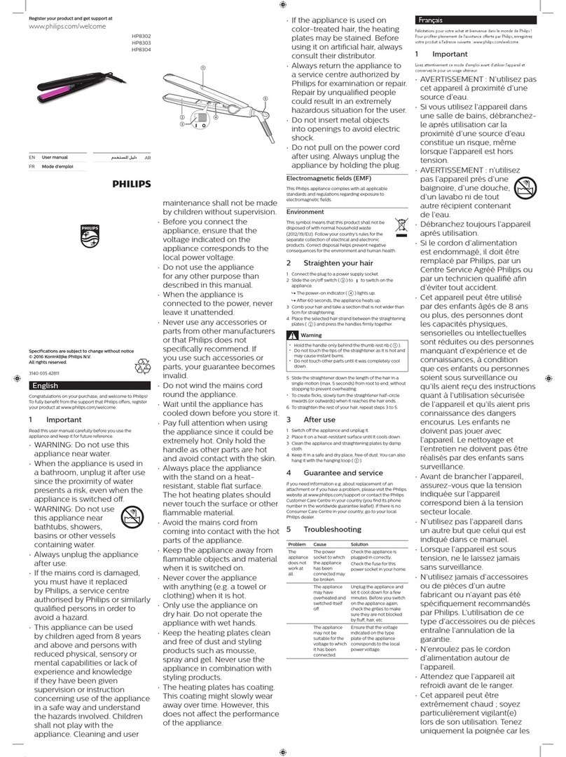 Philips HP8302 User manual Philips HP8302 User manual