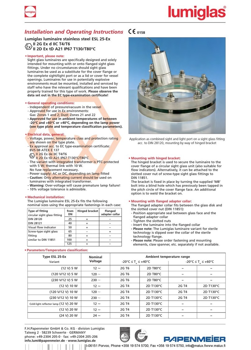 Lumiglas ESL 25-Ex Installation and operating instructions