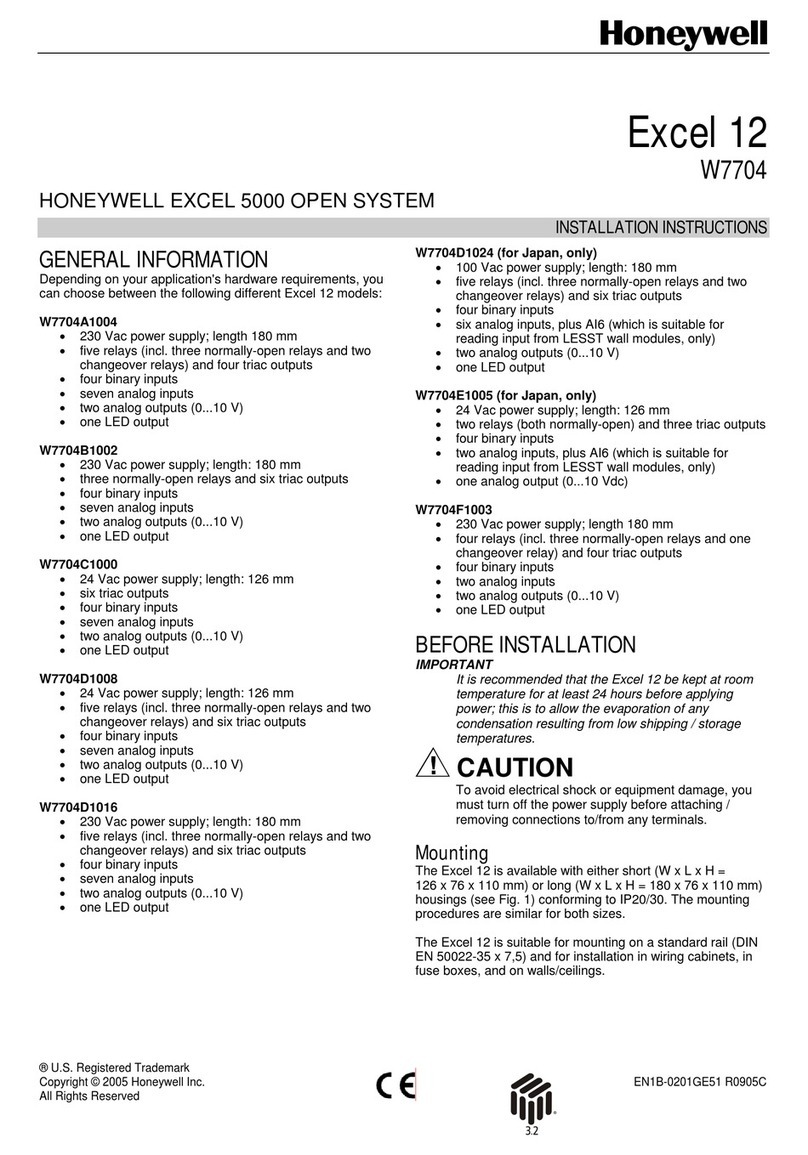 Honeywell EXCEL 12 W7704B1002 User manual Honeywell EXCEL 12 W7704B1002 User manual