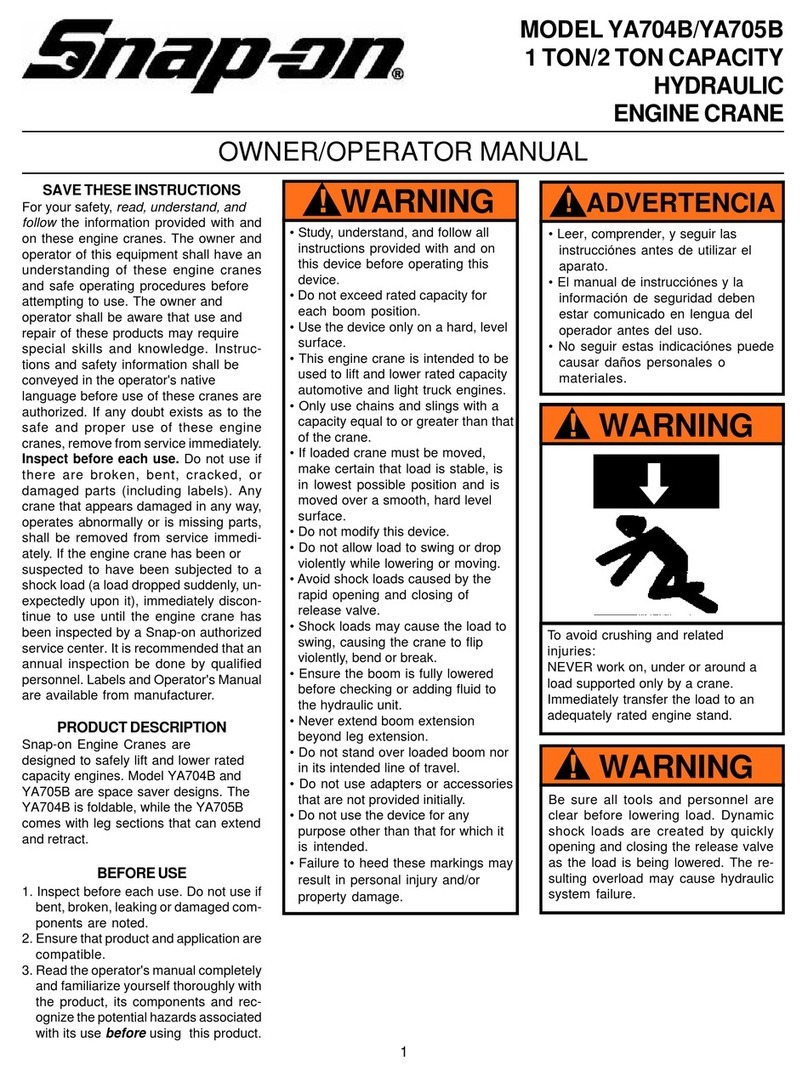 Snap-On YA704B Owner's/operator's manual
