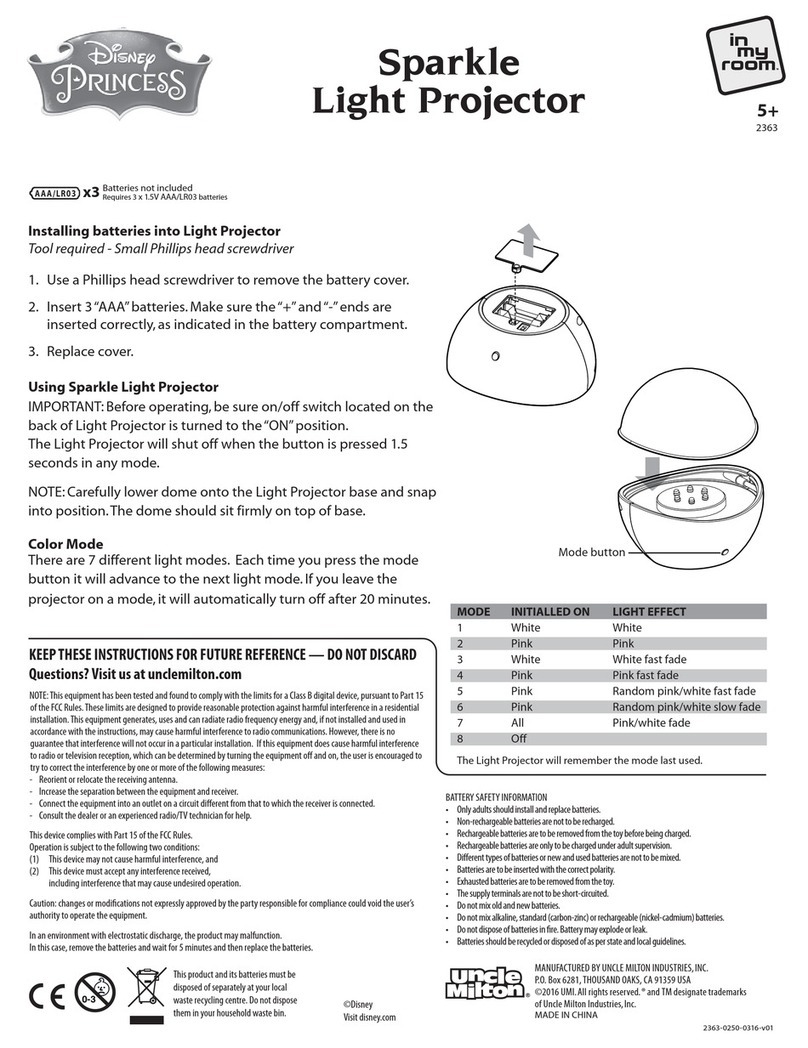 Uncle Milton Disney Princess Sparkle Light Projector manual