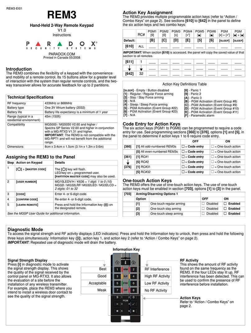Paradox REM3 User manual