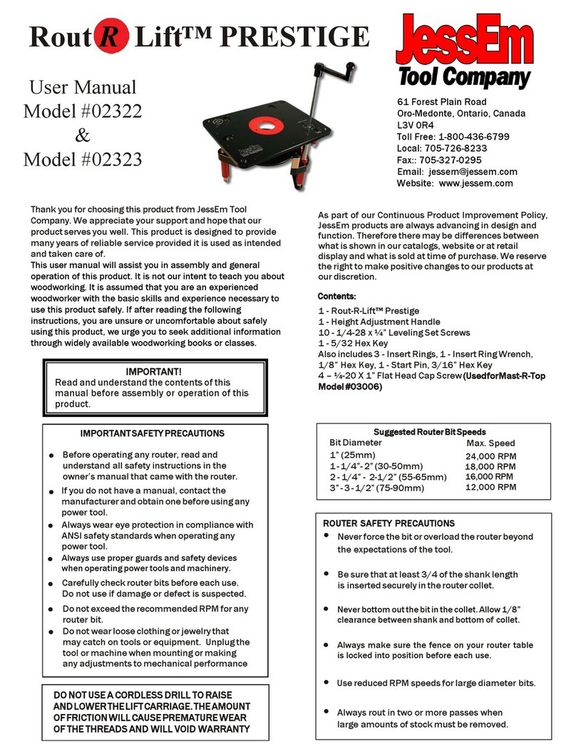 JessEm Tool Rout R Lift PRESTIGE 02322 User manual JessEm Tool Rout R Lift PRESTIGE 02322 User manual
