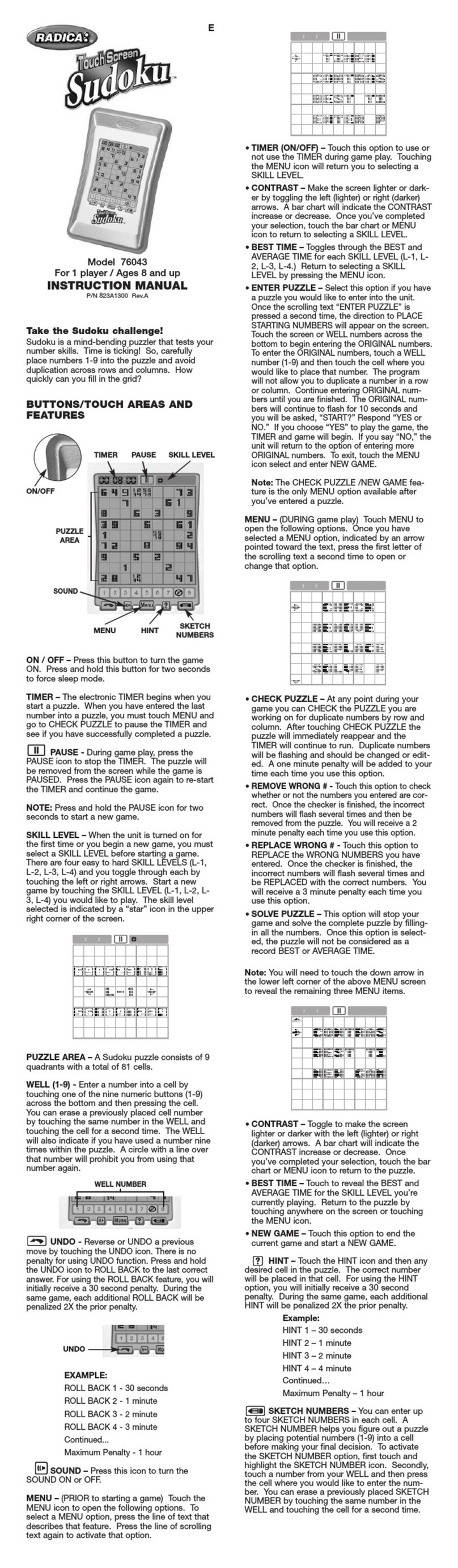 Radica Games Sudoku 76043 User manual