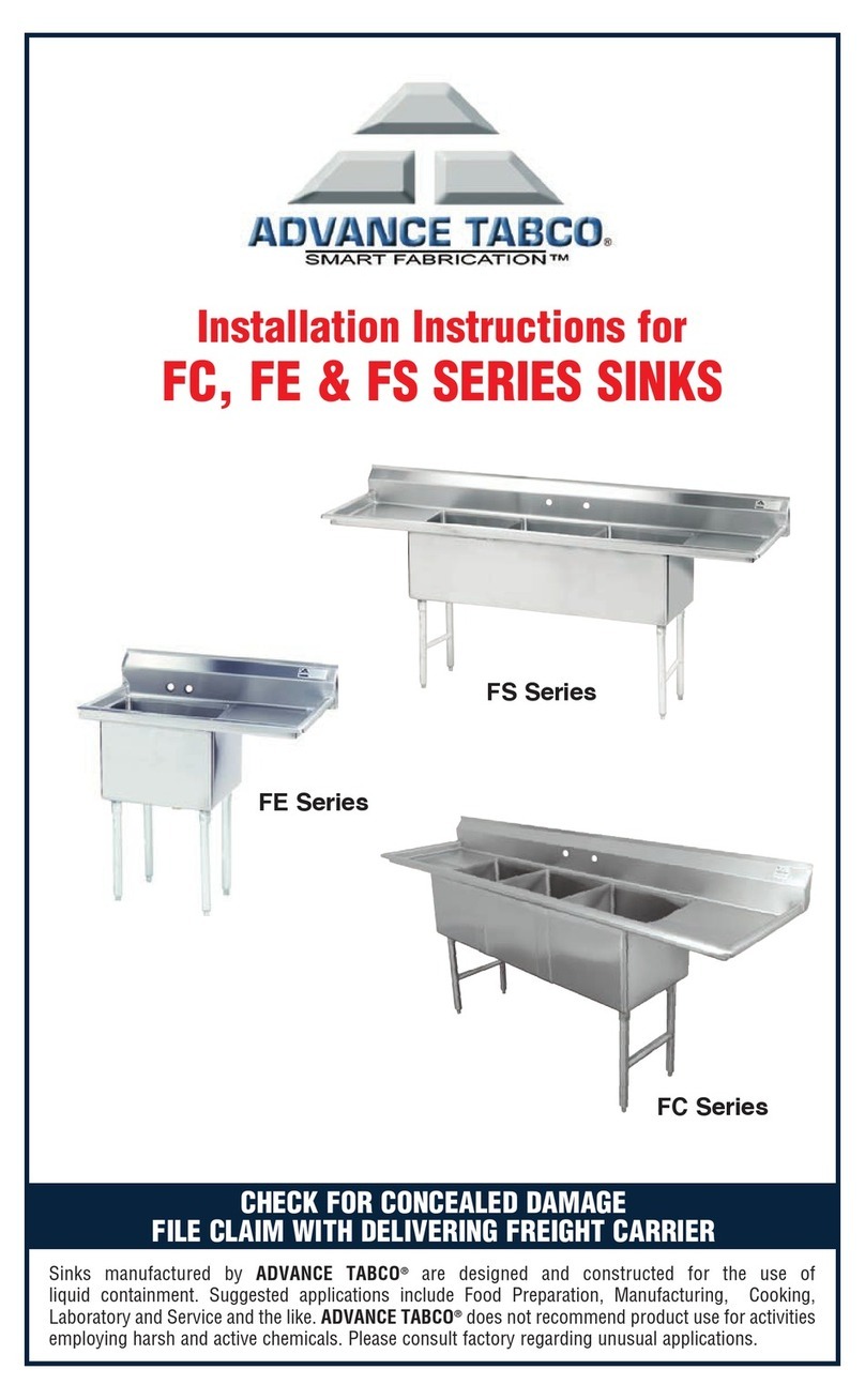 Advance Tabco FC SERIES installation instructions