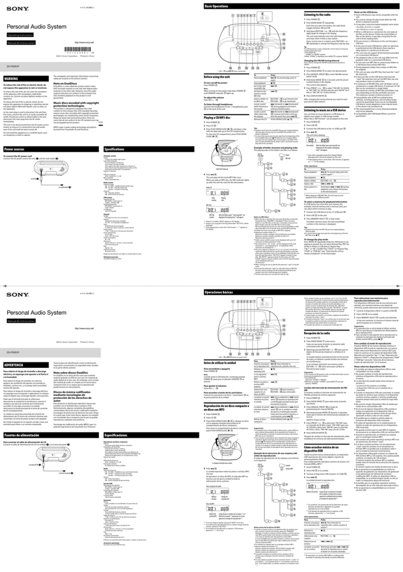 Sony ZS-PS30CP Operating instructions manual