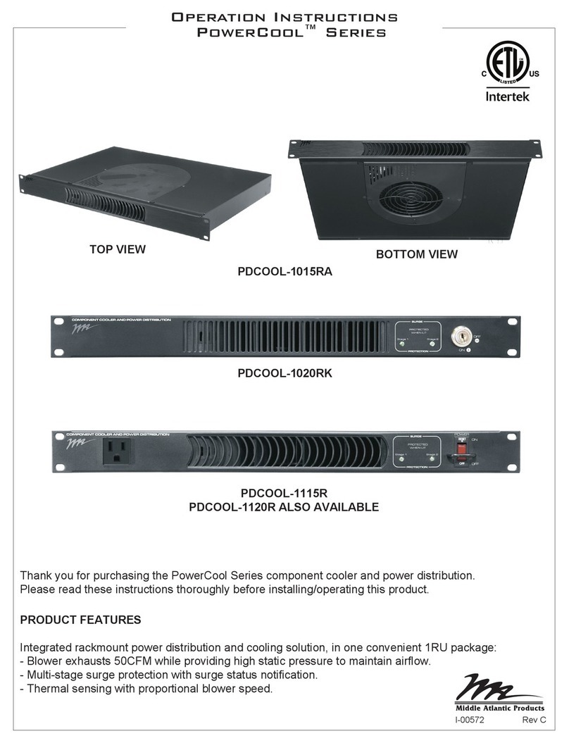 Middle Atlantic Products PDCOOL-1020RK Operation instructions