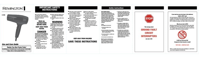 Remington D-1600 Use and care guide