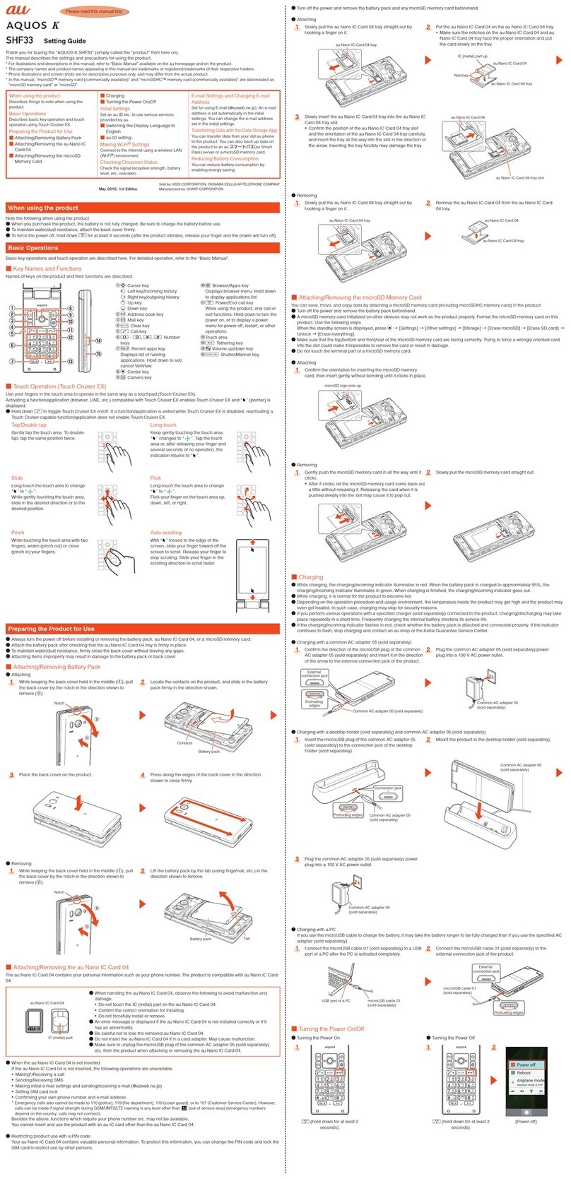 Sharp AQUOS K SHF33 Service manual