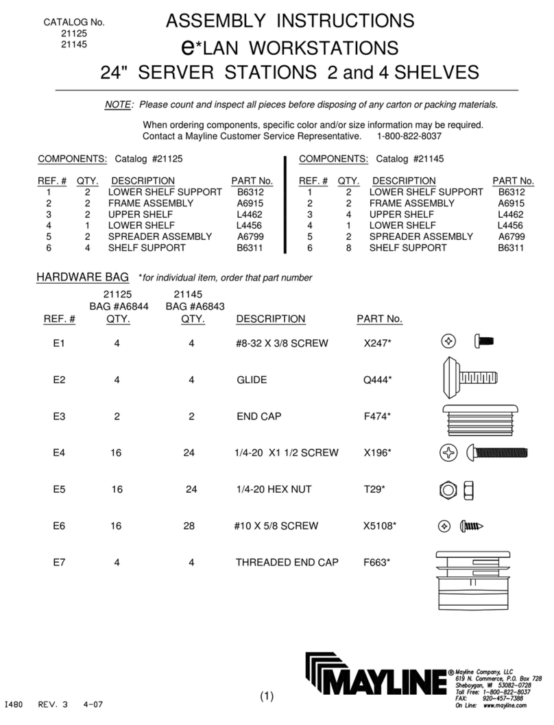 Mayline e*LAN WORKSTATIONS 24" SERVER STATION 2... User manual Mayline e*LAN WORKSTATIONS 24" SERVER STATION 2... User manual