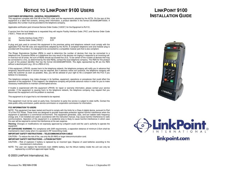 LinkPoint 9100 Operating and maintenance instructions