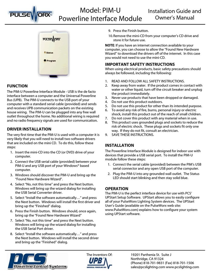PCS PulseWorx PIM-U User manual