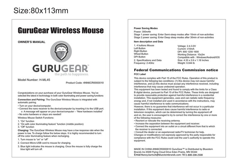 GuruGear H-ML45 owner's manual