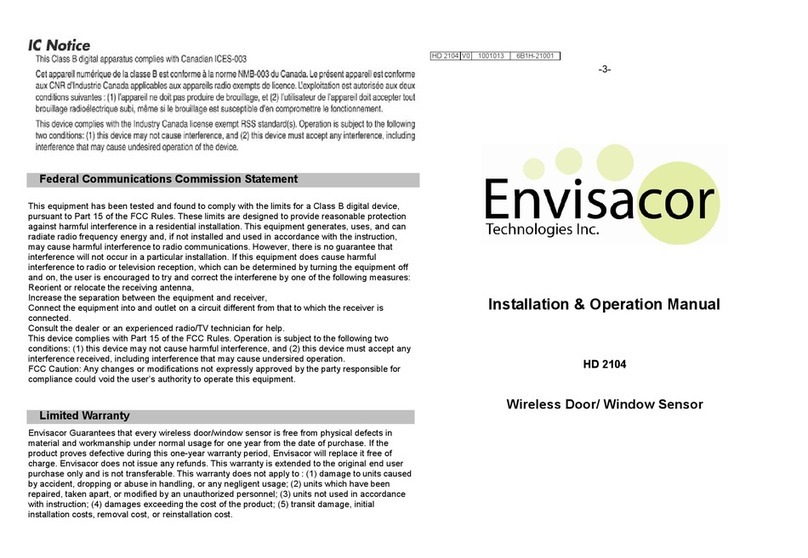 Envisacor Tecnologies HD 2104 Installation & operation manual