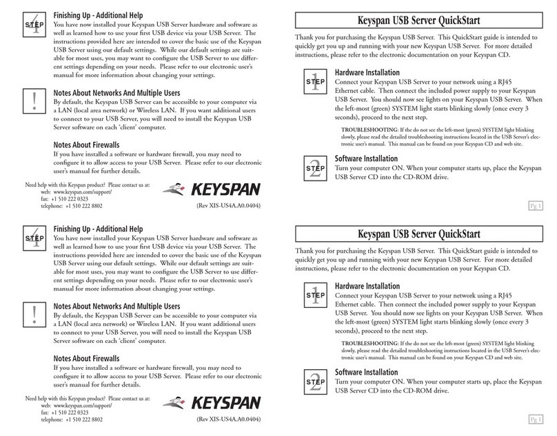 Keyspan USB Server Quick start guides