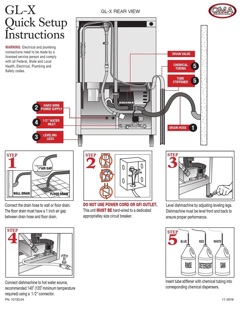 CMA Dishmachines GL-X Quick setup instructions