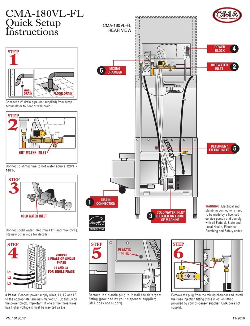 CMA Dishmachines CMA180VL-FL Quick setup instructions