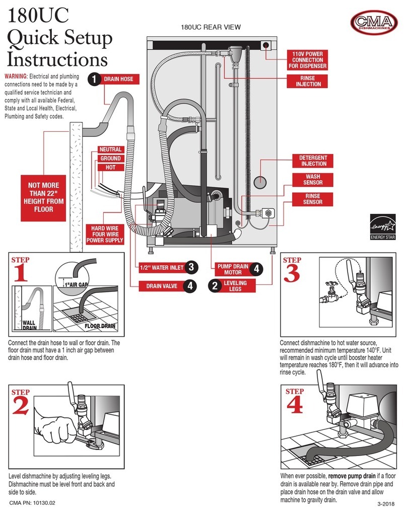 CMA Dishmachines 180UC Quick setup instructions