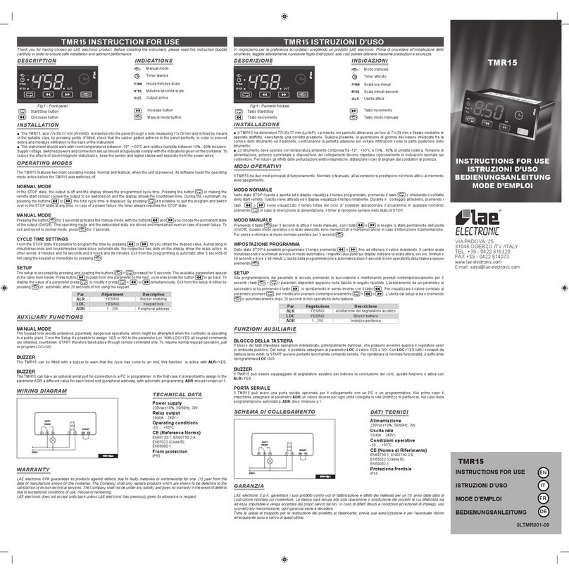 LAE electronic TMR15 Instructions for use
