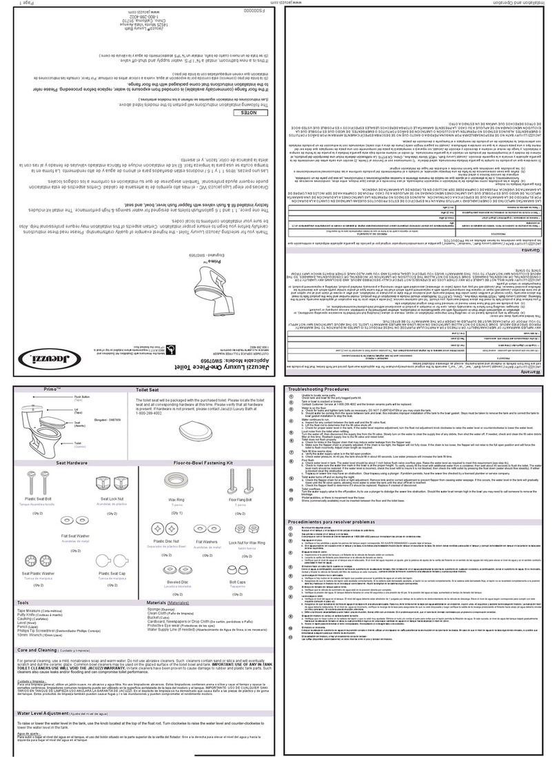 Jacuzzi Primo User manual
