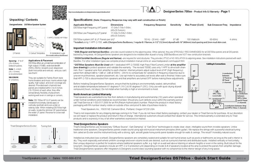 Triad DesignerSeries 700se quick start guide