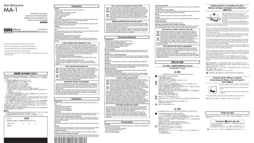 Korg MA-1 User manual