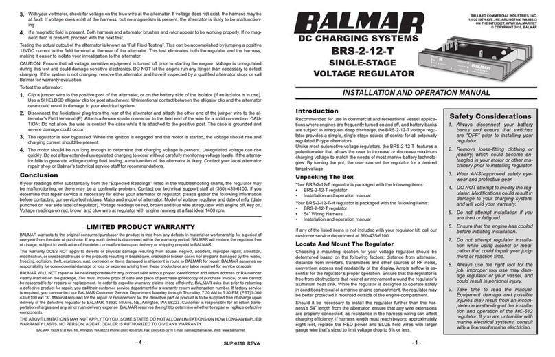 Balmar BRS-2-12-T User manual