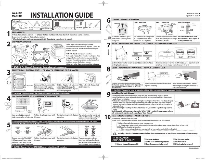 Samsung WF45H6 Series installation guide