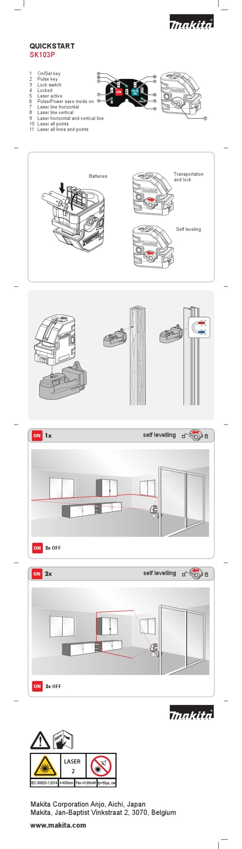Makita SK103P Quick start guides