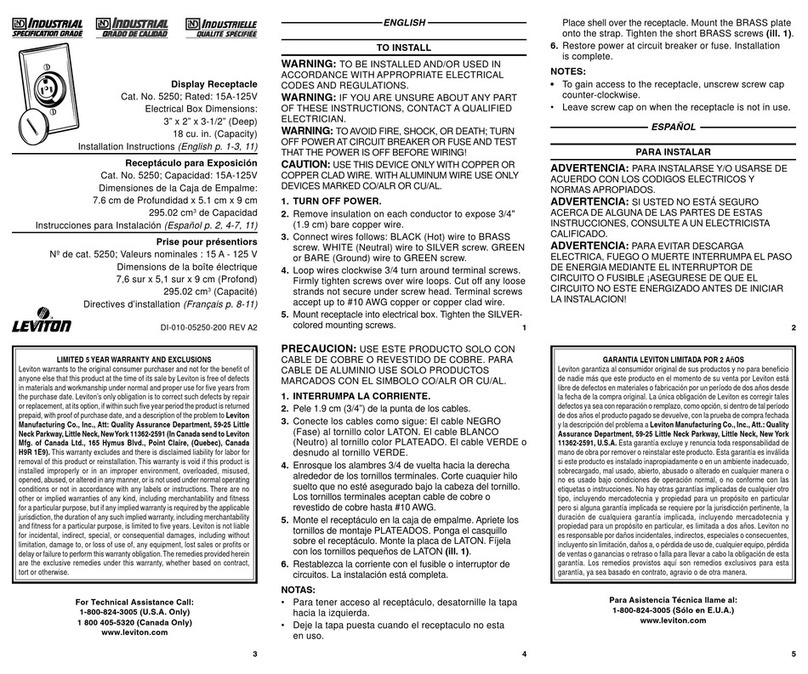 Leviton 5250 installation instructions