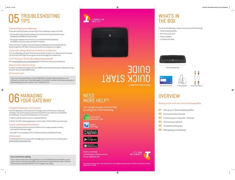 Telstra Gateway Max User manual Telstra Gateway Max User manual