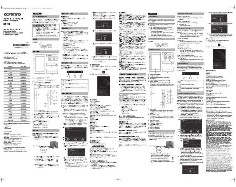 Onkyo DP-X1 quick start guide