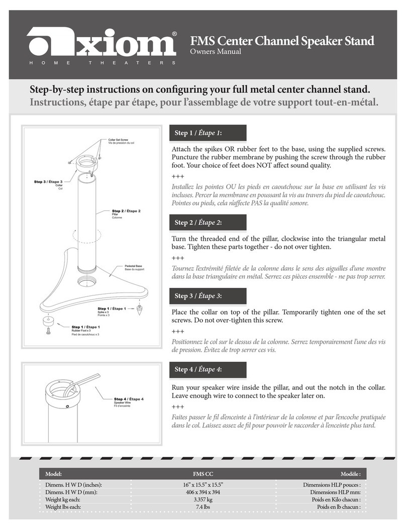 Axiom Audio FMS Center Channel owner's manual