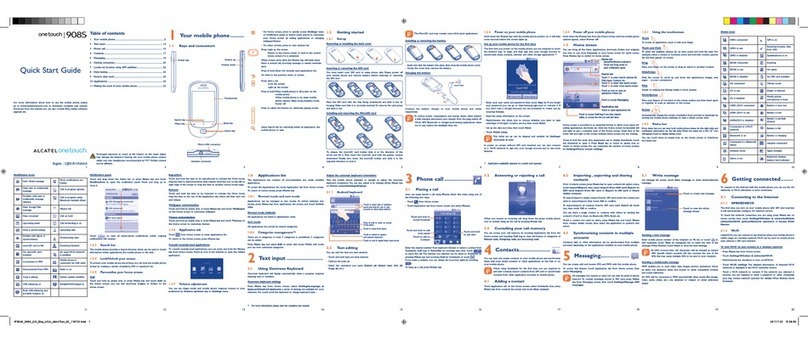 Alcatel onetouch 908S quick start guide
