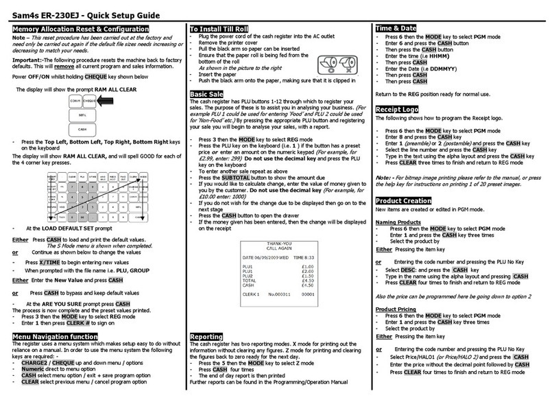 Sam4s ER-230EJ Quick setup guide