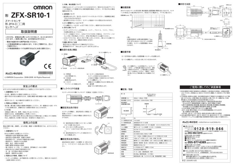 Omron ZFX-SR10-1 instruction sheet