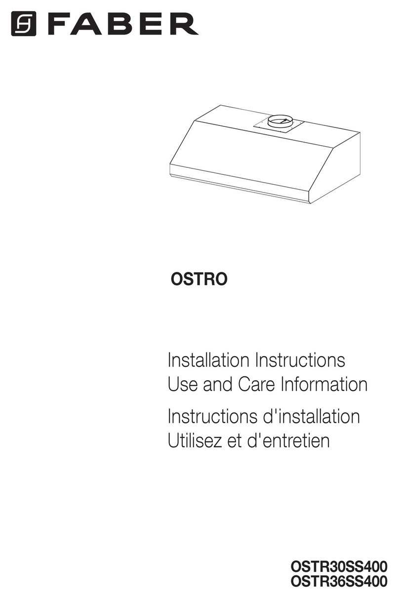 Faber Ostro 30 SS 400 cfm Installation instructions; use and care information