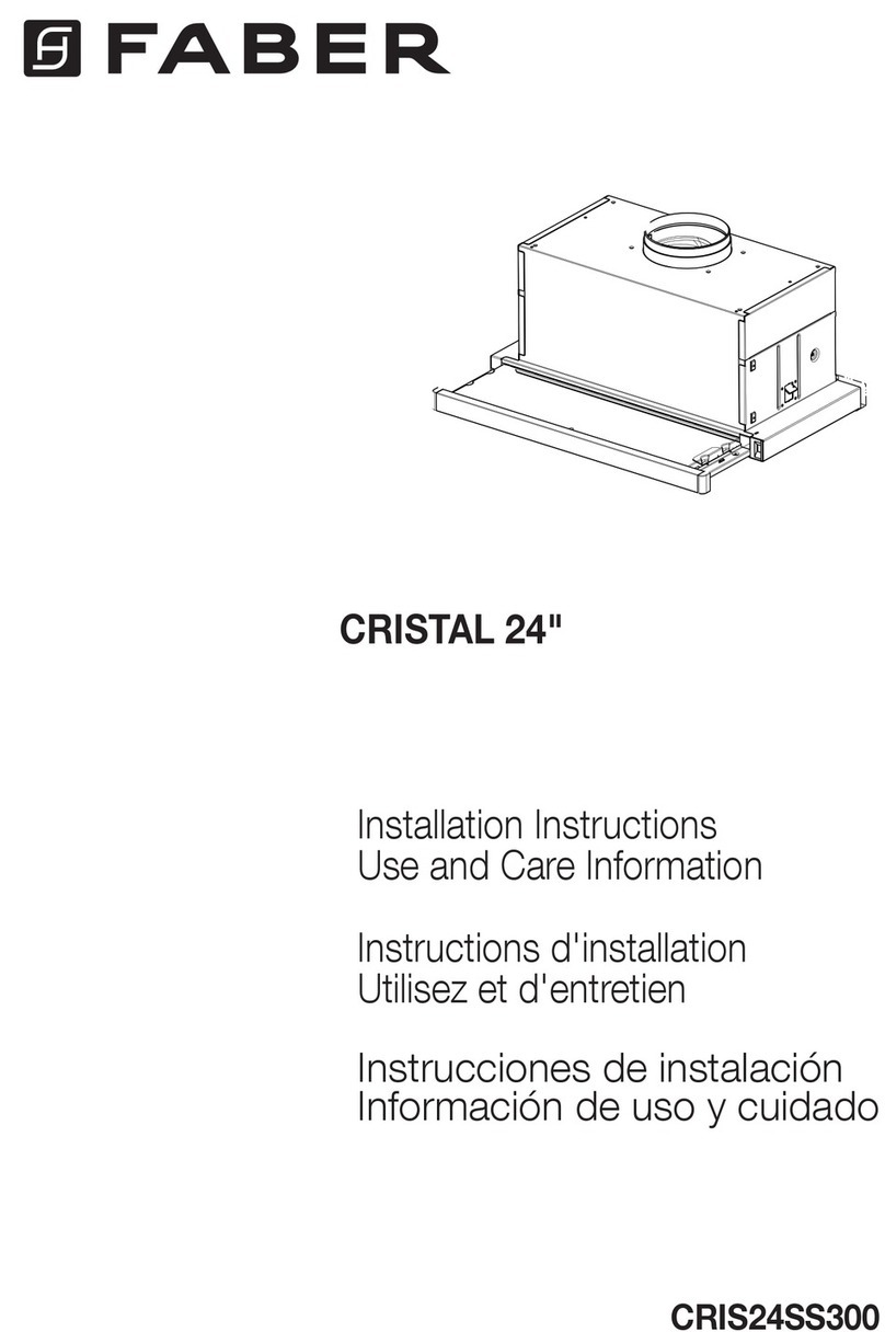 Faber Cristal 24 SS Installation instructions; use and care information