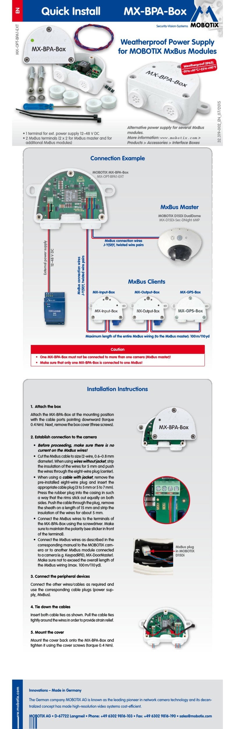 Mobotix MX-BPA-Box Quick install