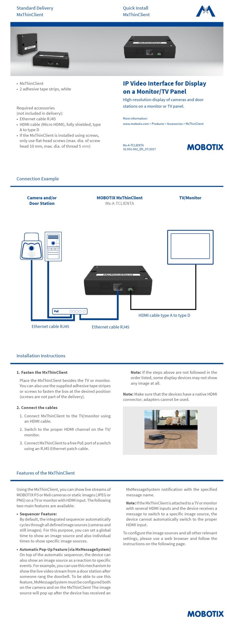 Mobotix MxThinClient Quick install