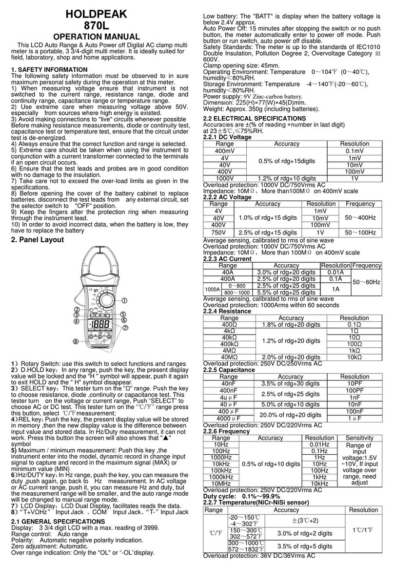 HoldPeak 870L Operation manual